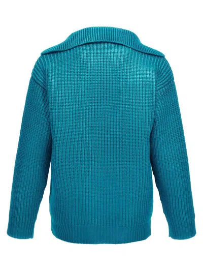 Valentino Garavani Turquoise Silk Blend Sweater In Blue