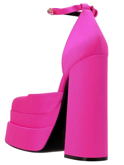 Versace Pink Medusa Aevitas Platform Heels In Purple