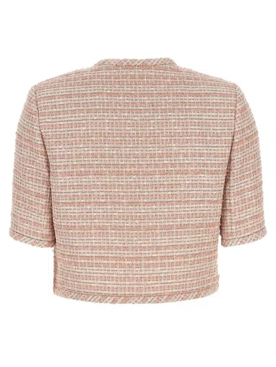 Shop Versace Bouclé Tweed Jacket In Pink