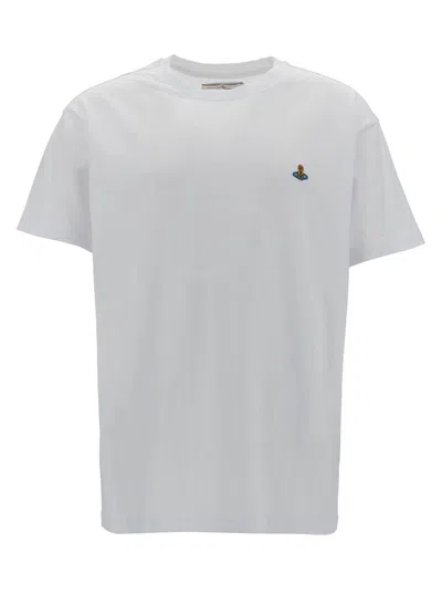 Vivienne Westwood White Crewneck T-shirt With Orb Logo Detail On The Front In Cotton Woman In White