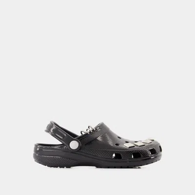 Shop Crocs Classic Studded Sandals In Black