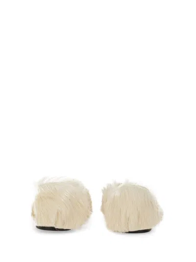 Jil Sander Pointed-toe Low Calfskin Slipper With Textured Finish In Beige