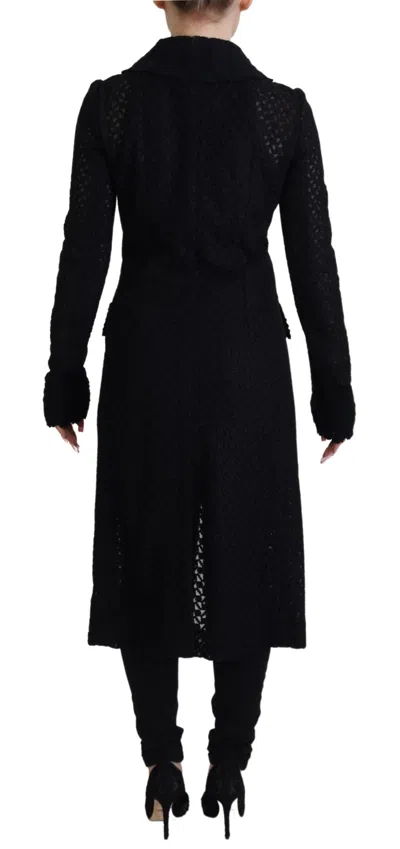 Dolce & Gabbana Black Button Down Long Blazer Cotton Jacket In Black
