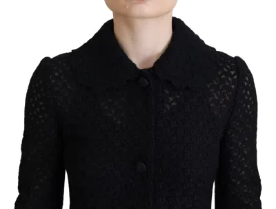 Dolce & Gabbana Black Button Down Long Blazer Cotton Jacket In Black