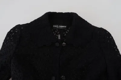 Dolce & Gabbana Black Button Down Long Blazer Cotton Jacket In Black