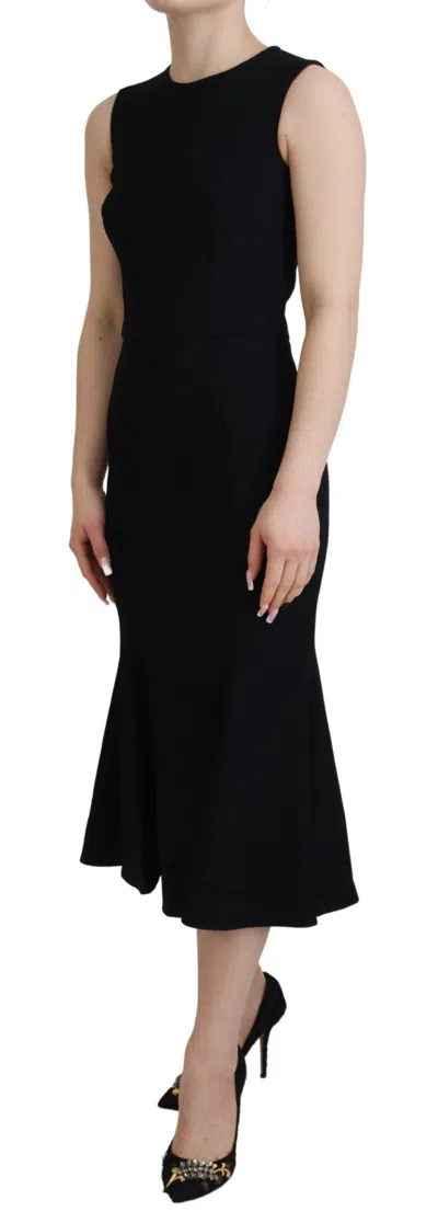 Dolce & Gabbana Elegant Fit And Flare Black Sheath Dress In Black