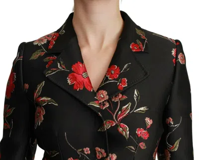 Dolce & Gabbana Elegant Floral Embroidered Trench Coat In Black