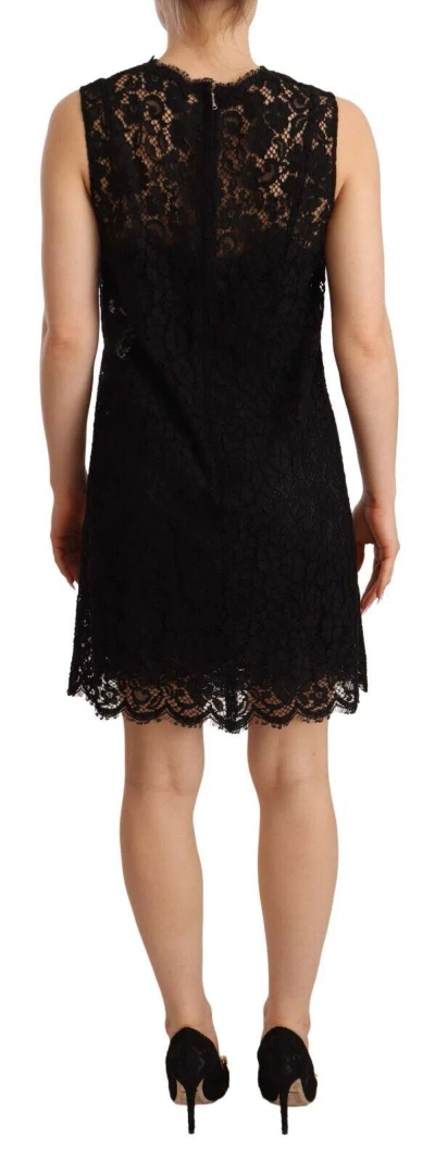 Dolce & Gabbana Elegant Floral Lace Sheath Dress In Black In Black