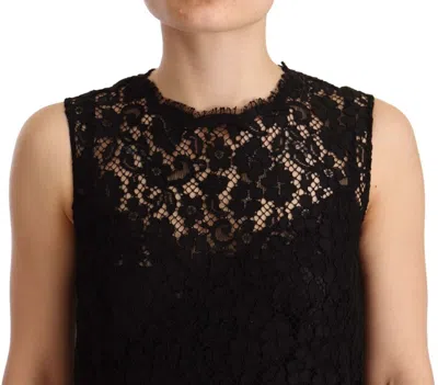 Dolce & Gabbana Elegant Floral Lace Sheath Dress In Black In Black