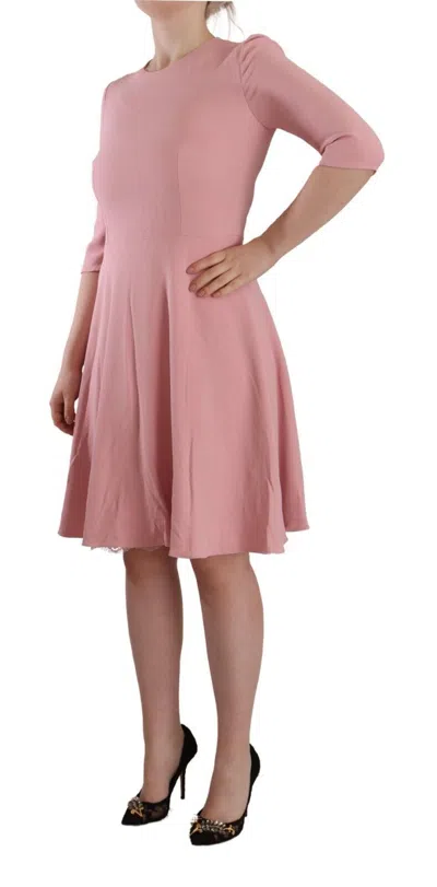 Dolce & Gabbana Pink 3/4 Sleeves Viscose Blend A-line Dress In Pink