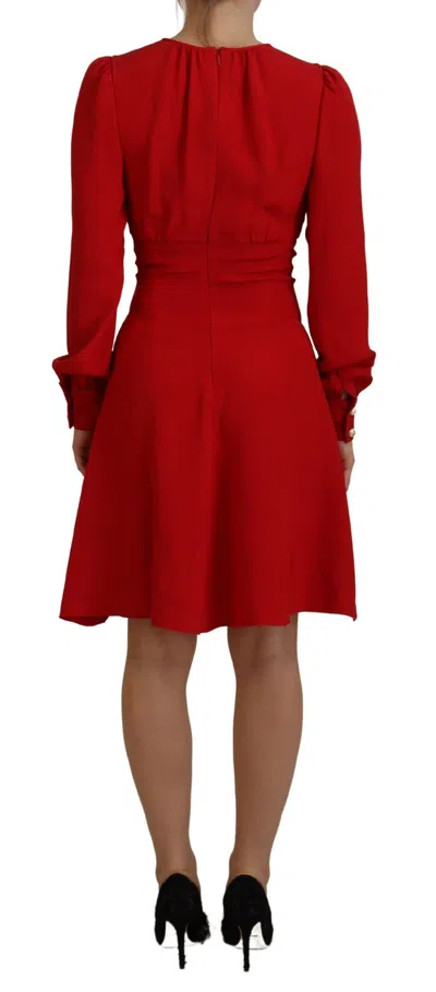 Pre-owned Dolce & Gabbana Elegant Red Silk A-line Knee Length Women's Dress ()