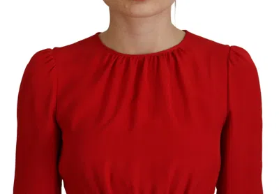 Pre-owned Dolce & Gabbana Elegant Red Silk A-line Knee Length Women's Dress ()