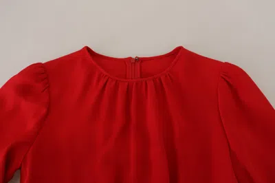 Pre-owned Dolce & Gabbana Elegant Red Silk A-line Knee Length Women's Dress ()