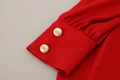 Pre-owned Dolce & Gabbana Elegant Red Silk A-line Knee Length Women's Dress ()
