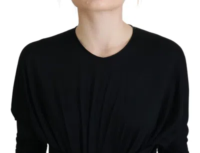 Dolce & Gabbana Black Stretch Turtleneck Sheath Midi Dress In Black