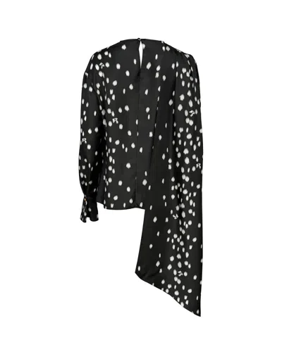 Rochas Printed Twill Blouse With Scarf In Black Beauty