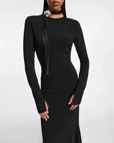 Dorothee Schumacher Round Neck Evening Dress With Train In Black