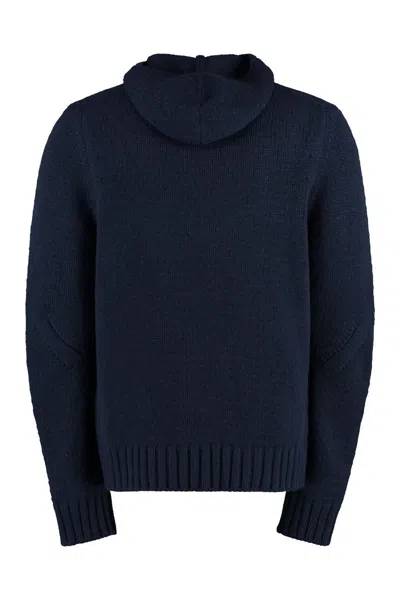 Shop Bottega Veneta Knitted Hoodie In Blue