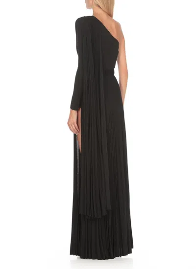 Elisabetta Franchi One-shoulder Pleated Red Carpet Dress In Black