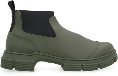 Shop Ganni Crop City Rubber Boots In Green