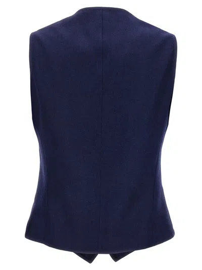 Kiton Silk Cashmere Vest Gilet Blue In Blue