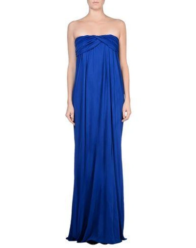 Shop Msgm Long Dress In Blue