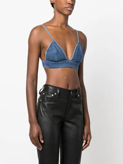 Agolde Triangle-cup Denim Crop Top