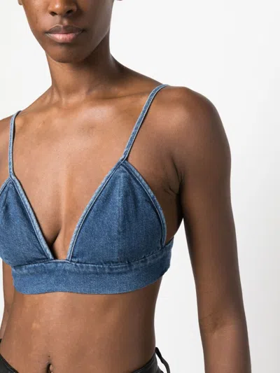 Agolde Triangle-cup Denim Crop Top