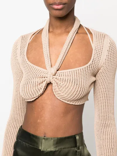 Andreädamo Andreādamo Crop Top With Necklin