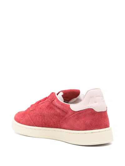 Autry Medalist Flat Low Sneakers In Burgundy