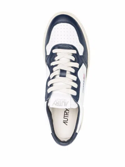 Shop Autry Medalist Low Man Leat/leat Wht/blue