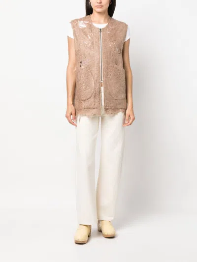 Vitelli Distressed-effect Zip-up Vest