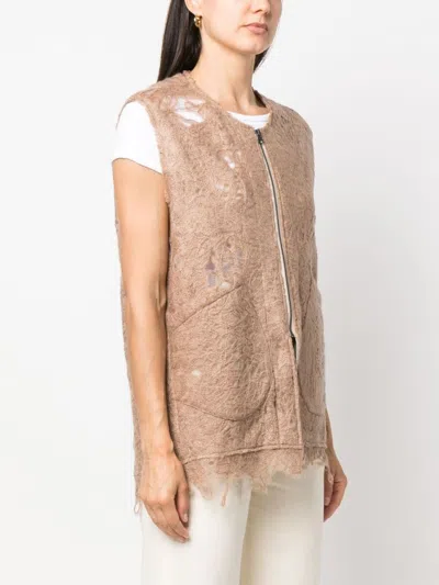Vitelli Distressed-effect Zip-up Vest