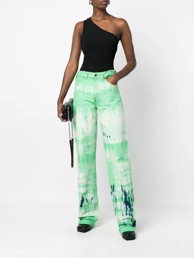 Darkpark Flamed Tie Dye Cotton Wide Jeans