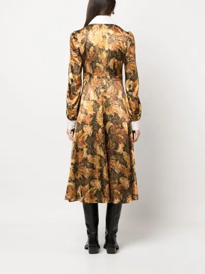 Erl Womens Printed Satin Dress Woven Clothing In Brown