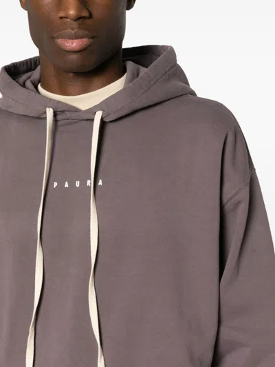 Paura Logo-embroidered Cotton Hoodie In Gray