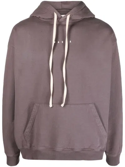 Paura Logo-embroidered Cotton Hoodie In Gray