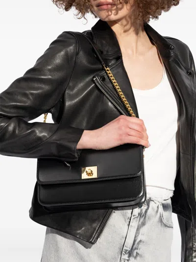 Golden Goose Gioia Bag In Black Palmellato Leather With Gold Details