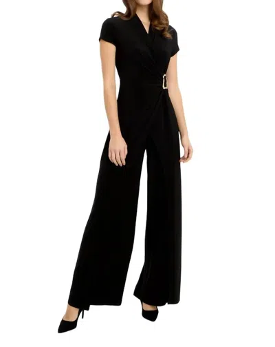 Joseph Ribkoff Buckle Wrap Front Jumpsuit In Black In Black