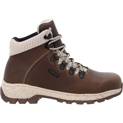 Georgia Boot Women's Eagle Trail Alloy Toe Waterproof Hiker Boot - Wide Width In Brown In Brown