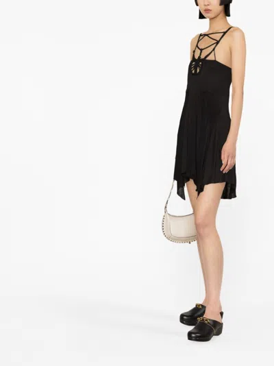 Isabel Marant Black Diana Macram Jersey Short Dress
