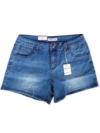 Shop Rubies + Honey Baseball Denim Shorts In Blue