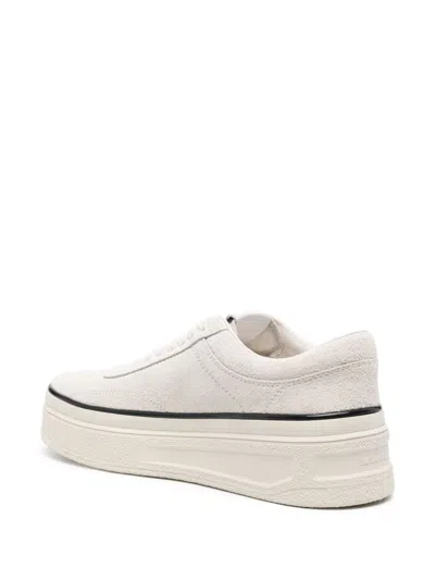 Jil Sander White Low-top Sneakers With Platform And Tonal Heel Tab In Leather