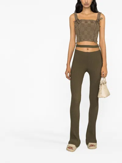 Andreädamo Ribbed Knit Flare Pant With Cut Out