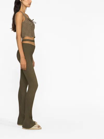 Andreädamo Ribbed Knit Flare Pant With Cut Out