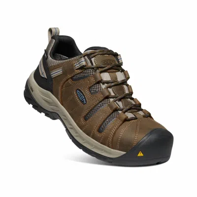 Keen Men's Flint Ii Waterproof Steel Toe Boot - Medium Width In Cascade Brown/orion Blue In Multi