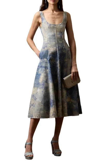 POLO RALPH LAUREN TARIAN SLEEVELESS DAY DRESS IN BLUE 