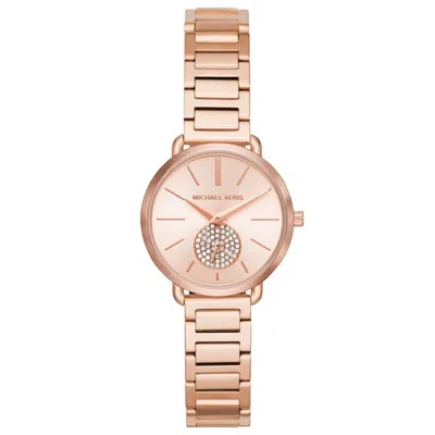 Michael Kors Portia Mk3839 Women's Rose Gold-tone Quartz 28mm Watch In Gold