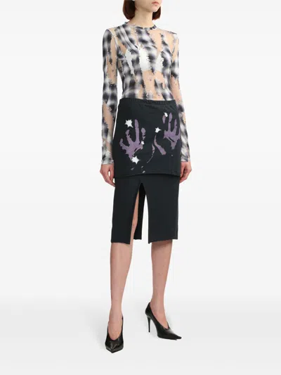 Our Legacy Navy Slashed Midi Skirt
