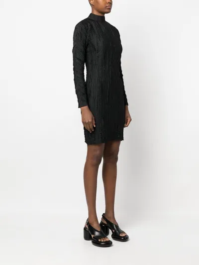 Rodebjer Crease-effect Mock Neck Dress In 9999 Black